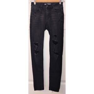 KanCan Signature High-Rise Distressed Black Skinny Jeans (Sz 24)